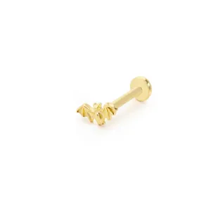 14k Gold Bat Pattern Minimal Tragus Piercing