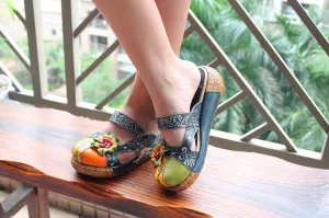 2021 new summer cattle leather thick bottom flat sandals slippers wholesale candy color national Home Furnishing Ms.