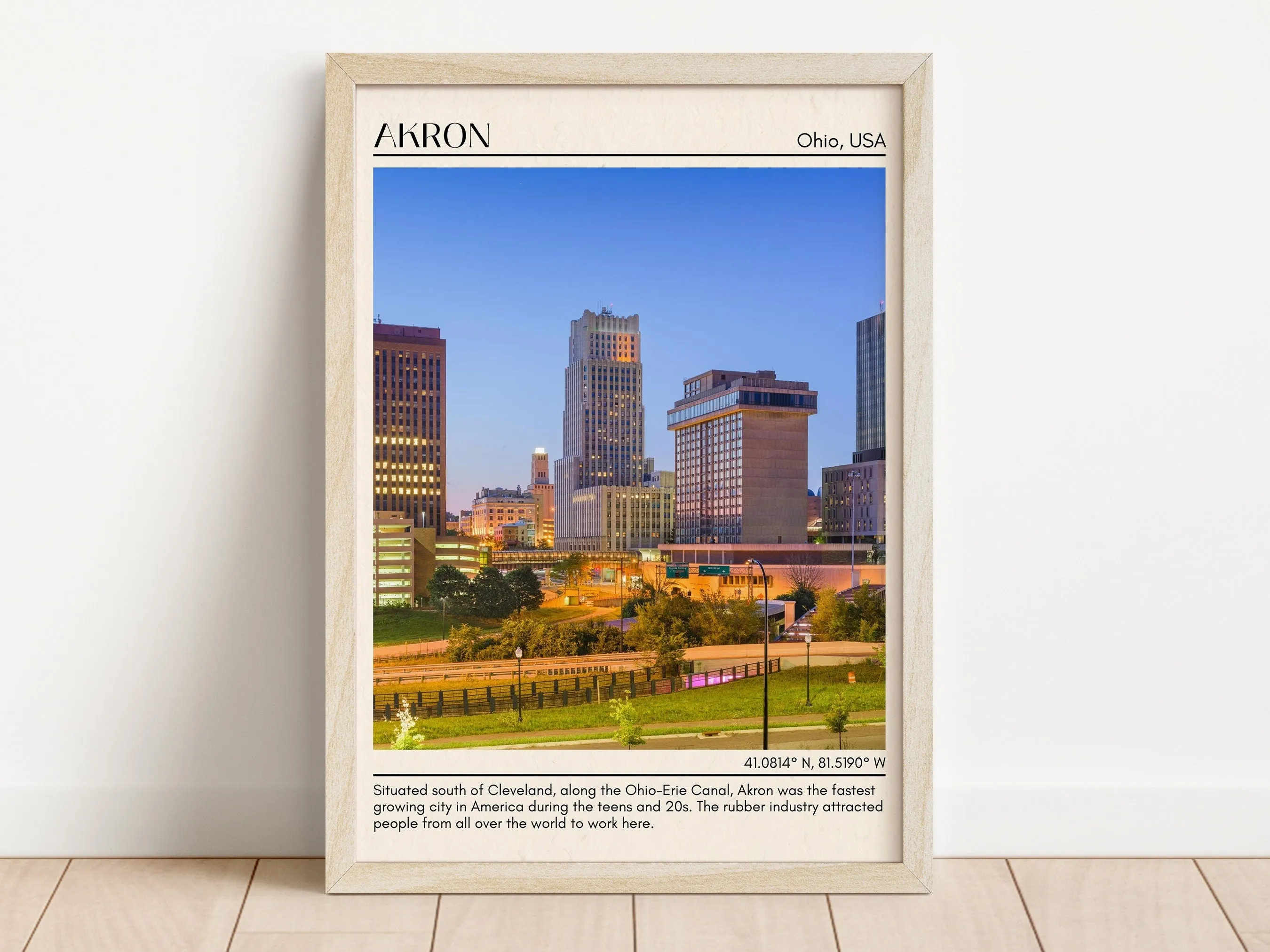 Akron Minimal Wall Art, Ohio Manual