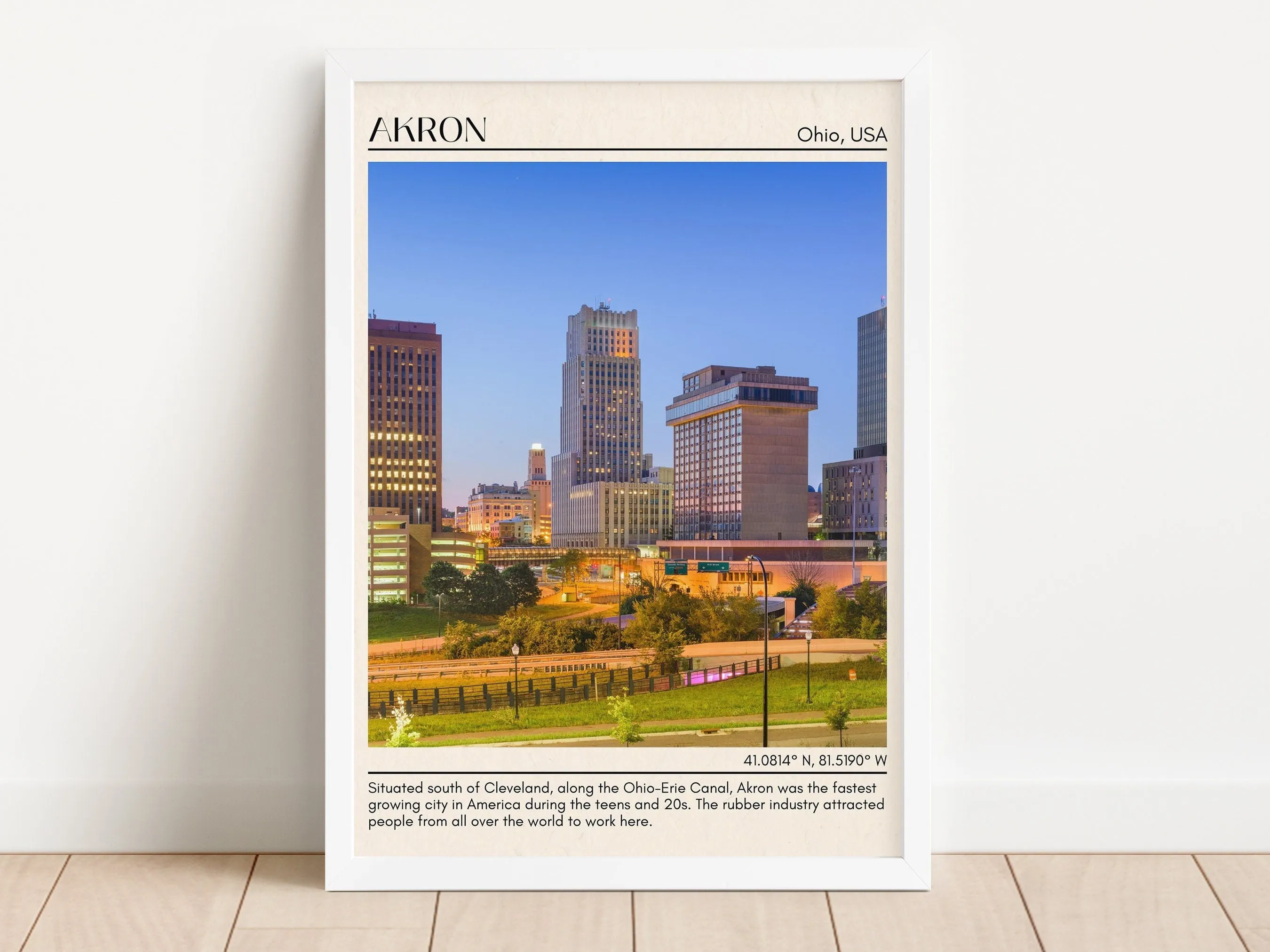 Akron Minimal Wall Art, Ohio Manual