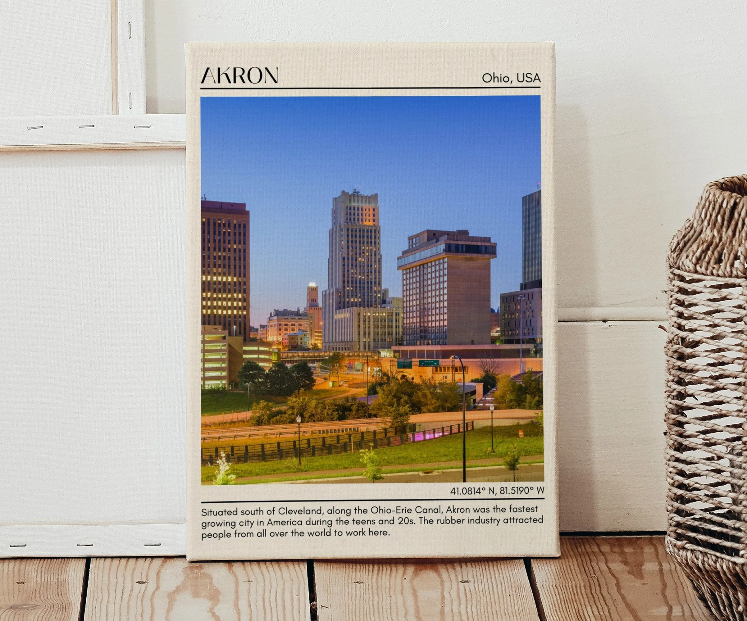 Akron Minimal Wall Art, Ohio Manual