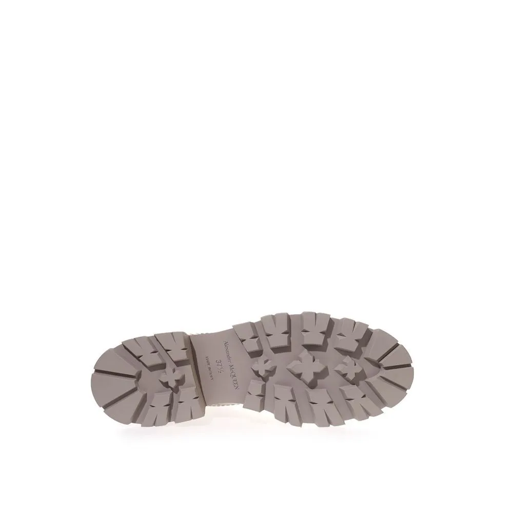 Alexander Mcqueen Gray Leather Chic Boots For Elegant Steps