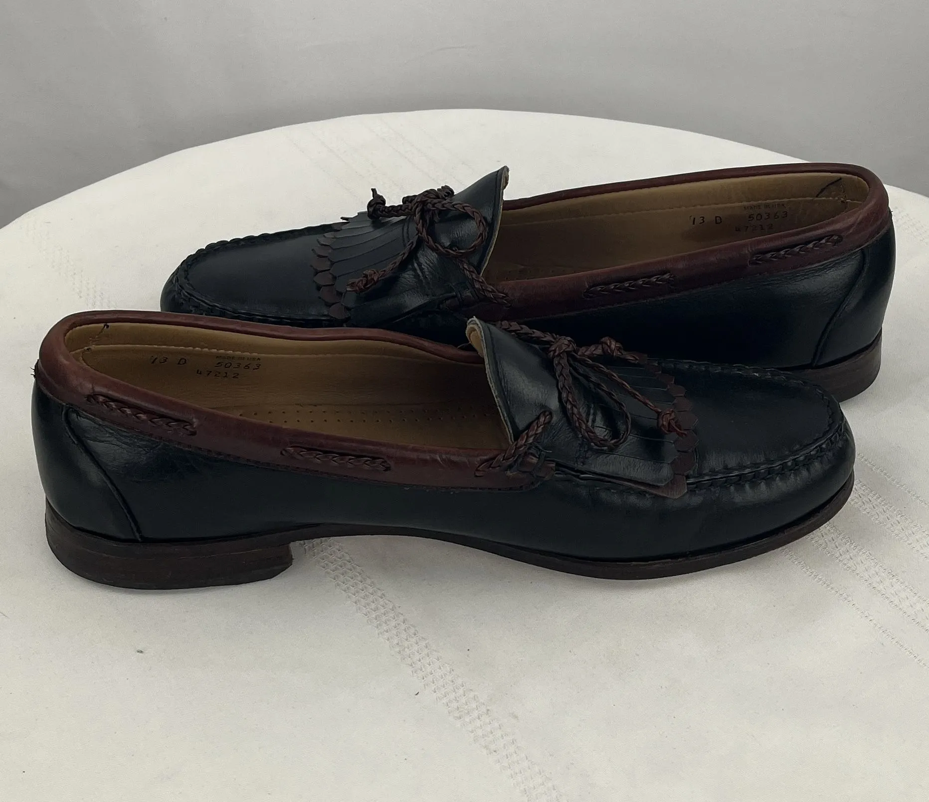 Allen Edmonds Woodstock Loafer Black Brown Leather Moc Toe Kiltie Size 13D