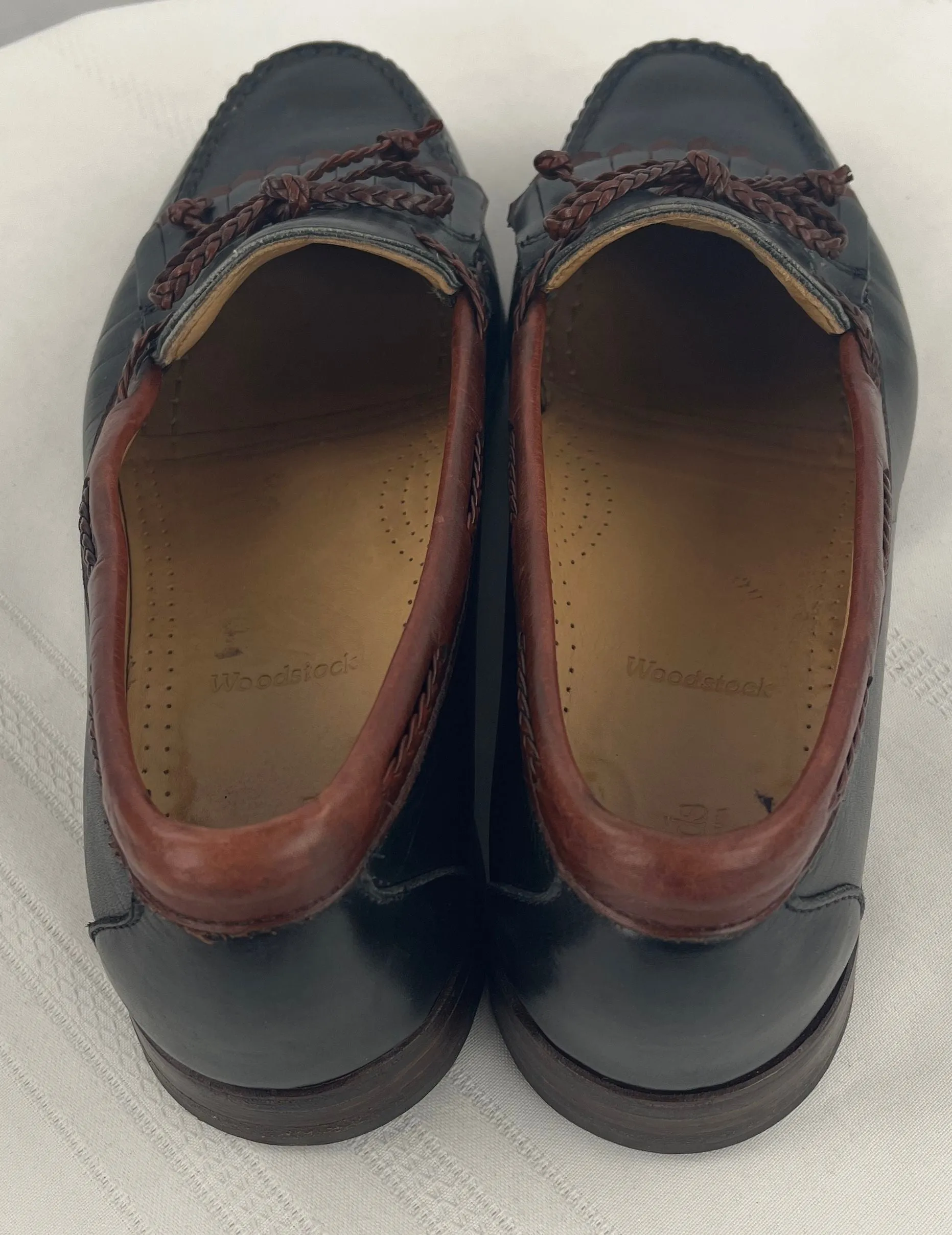 Allen Edmonds Woodstock Loafer Black Brown Leather Moc Toe Kiltie Size 13D
