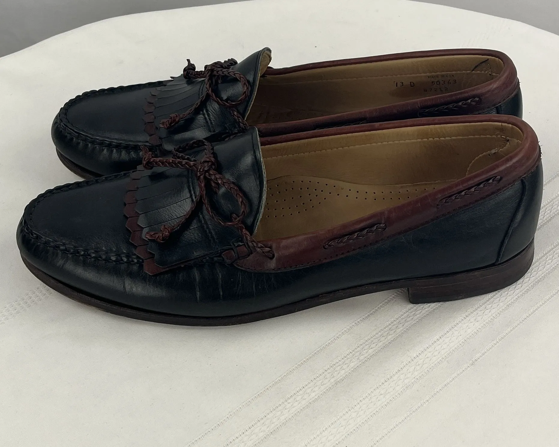 Allen Edmonds Woodstock Loafer Black Brown Leather Moc Toe Kiltie Size 13D