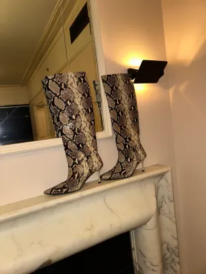 Anny Nord Maniac Tall Boots in White Snake