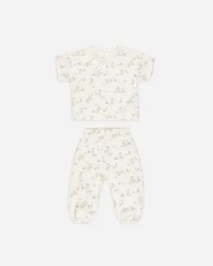 Baby Unisex Sets | Jersey Tee and Pants Set- Bunnies | Quincy Mae