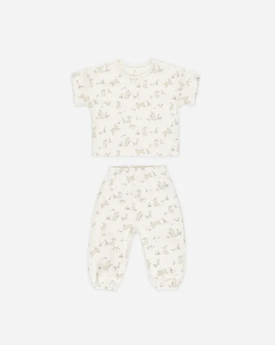 Baby Unisex Sets | Jersey Tee and Pants Set- Bunnies | Quincy Mae