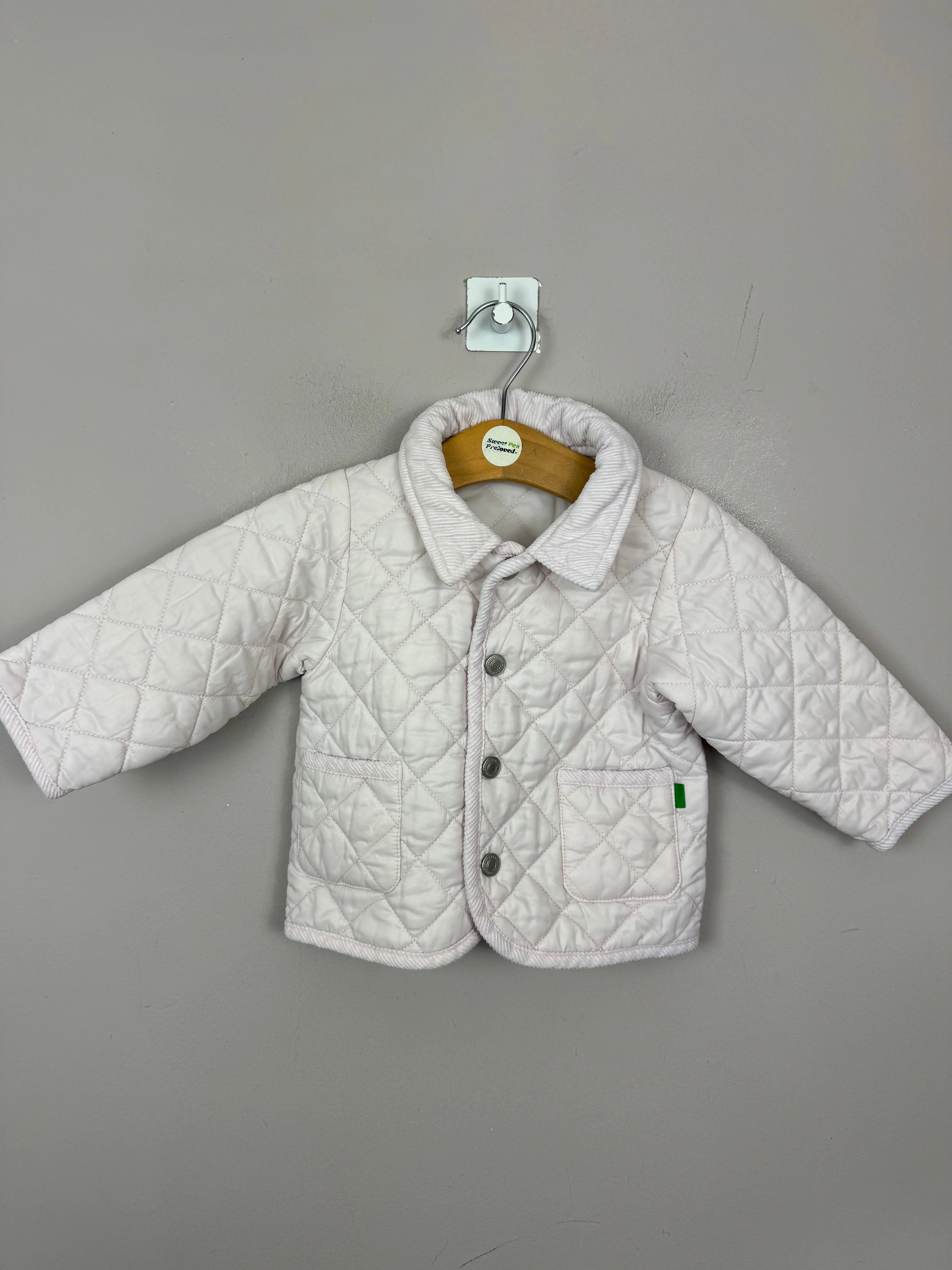 Benetton Pale Pink Quilted Jacket 6-9m
