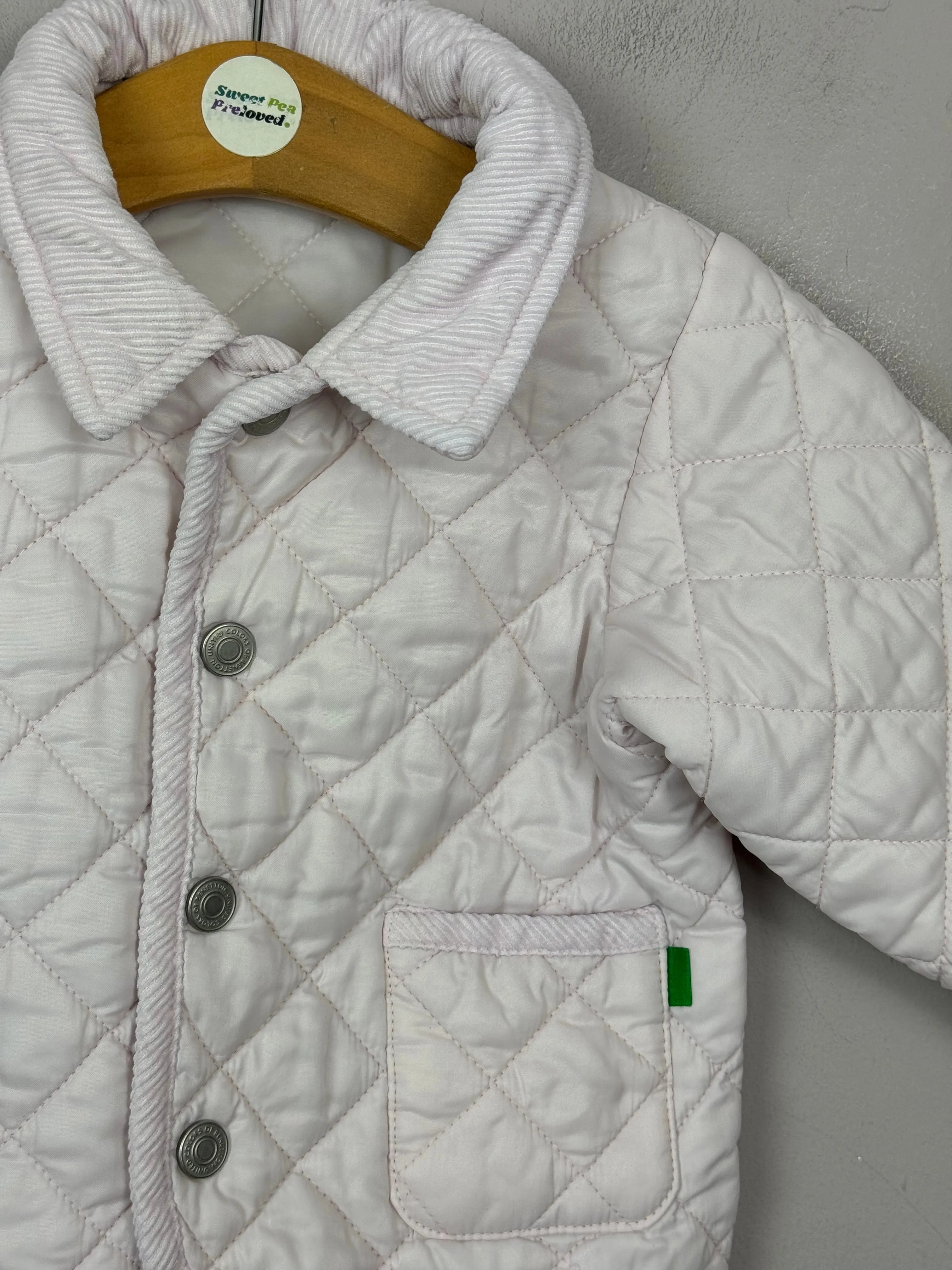 Benetton Pale Pink Quilted Jacket 6-9m