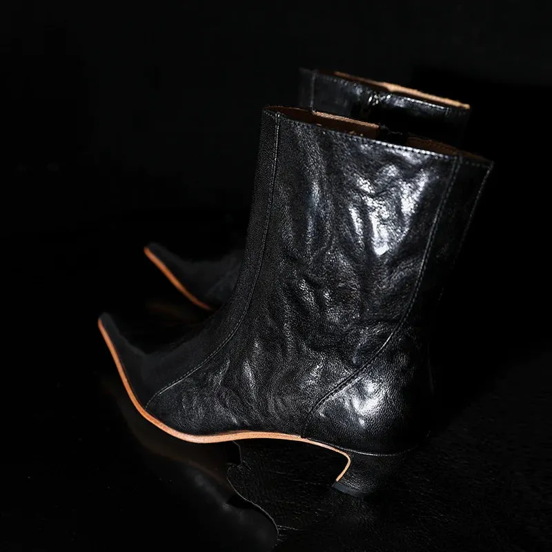Black Leather Ankle Boots