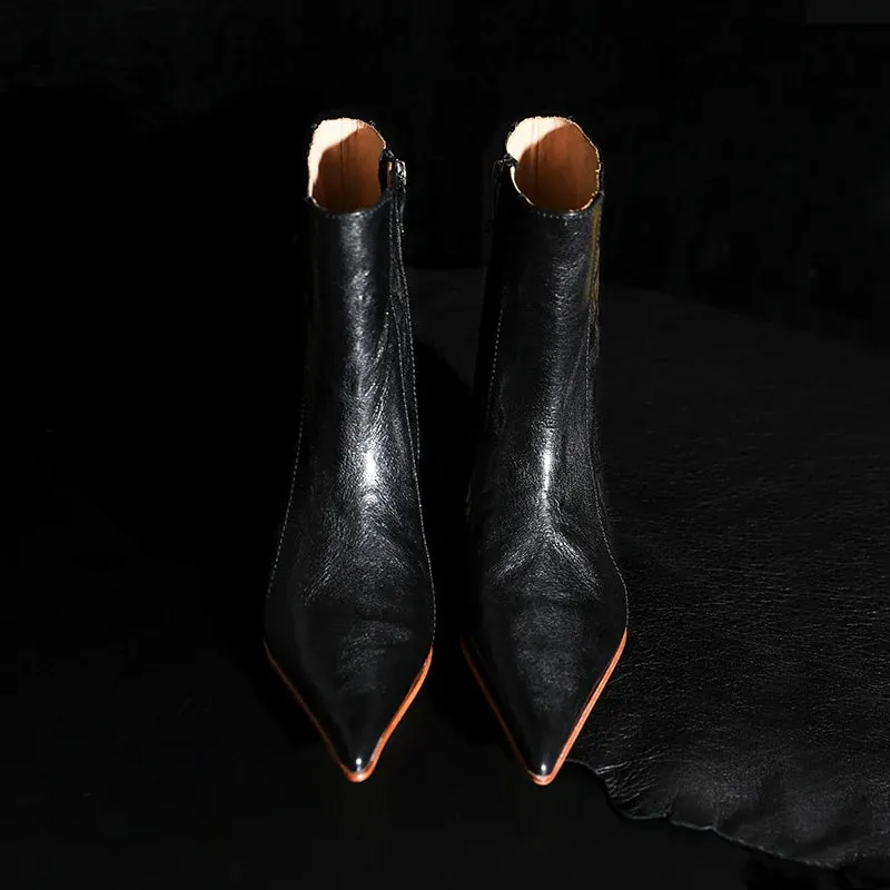 Black Leather Ankle Boots
