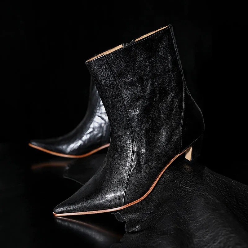 Black Leather Ankle Boots