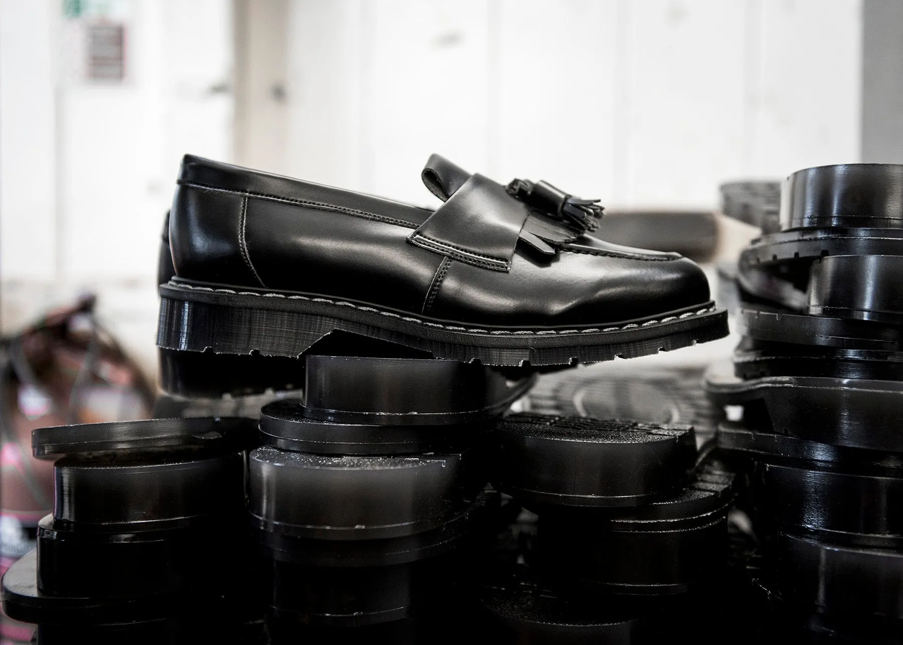 Black Vegan Hi-Shine Tassel Loafer