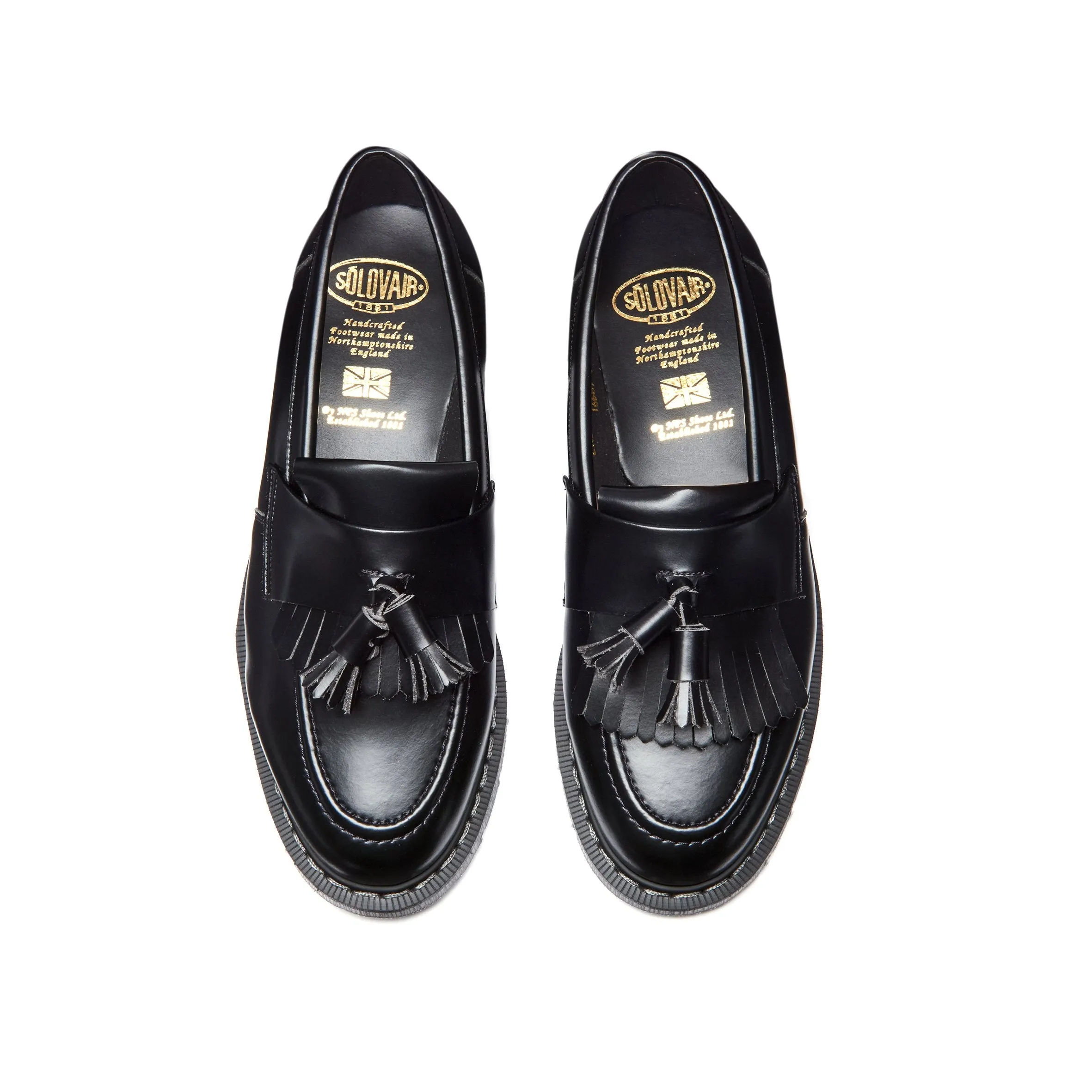 Black Vegan Hi-Shine Tassel Loafer