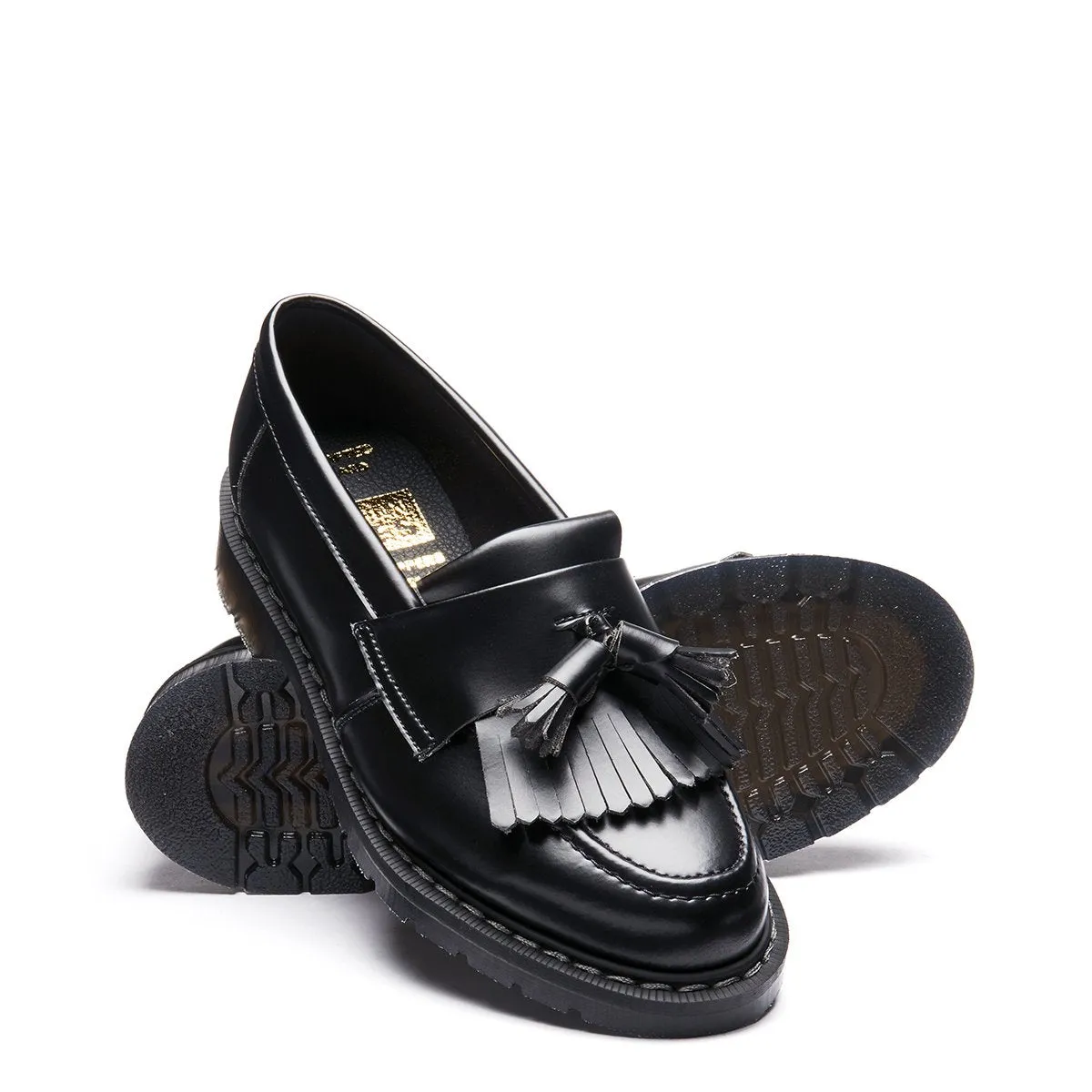 Black Vegan Hi-Shine Tassel Loafer