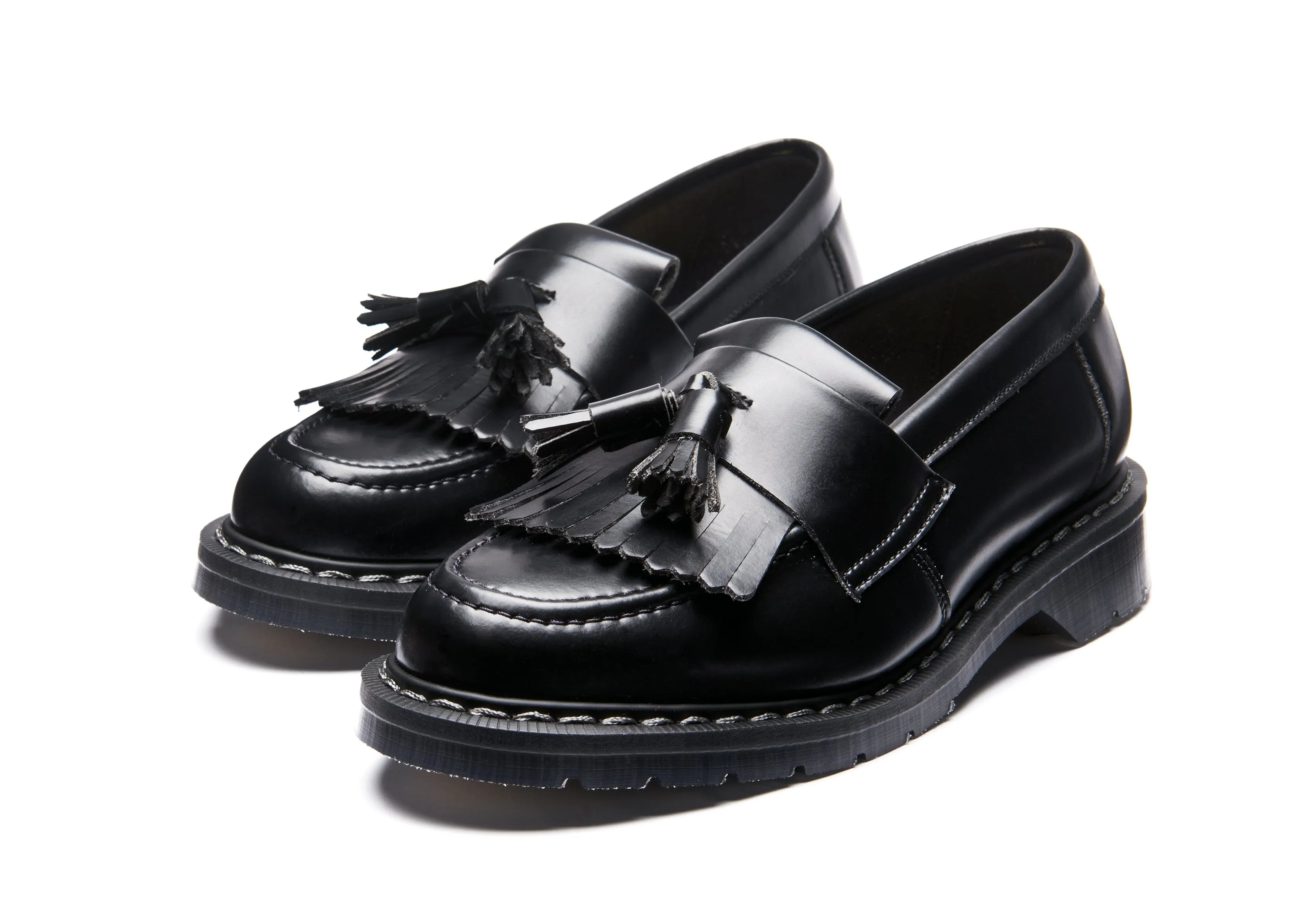 Black Vegan Hi-Shine Tassel Loafer
