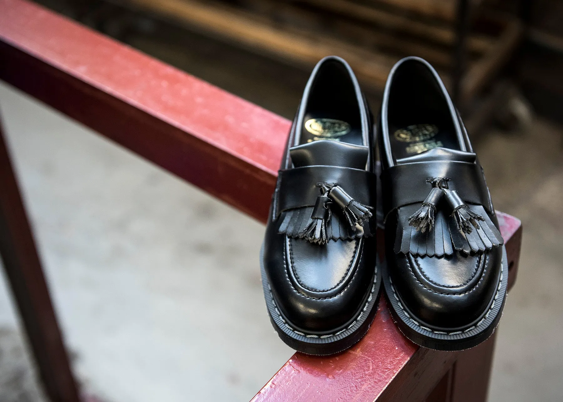 Black Vegan Hi-Shine Tassel Loafer