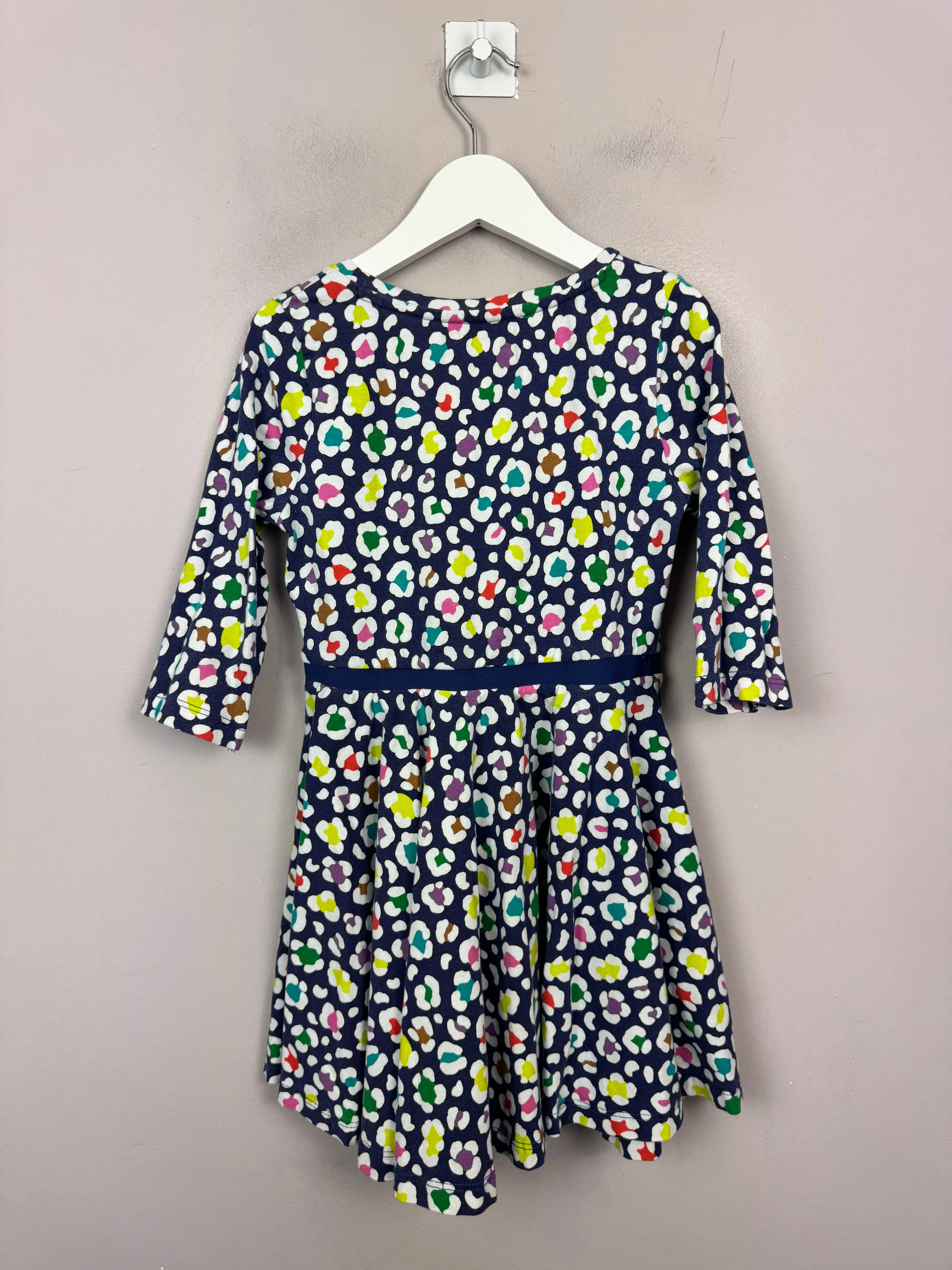 Boden navy leopard dress 5-6y