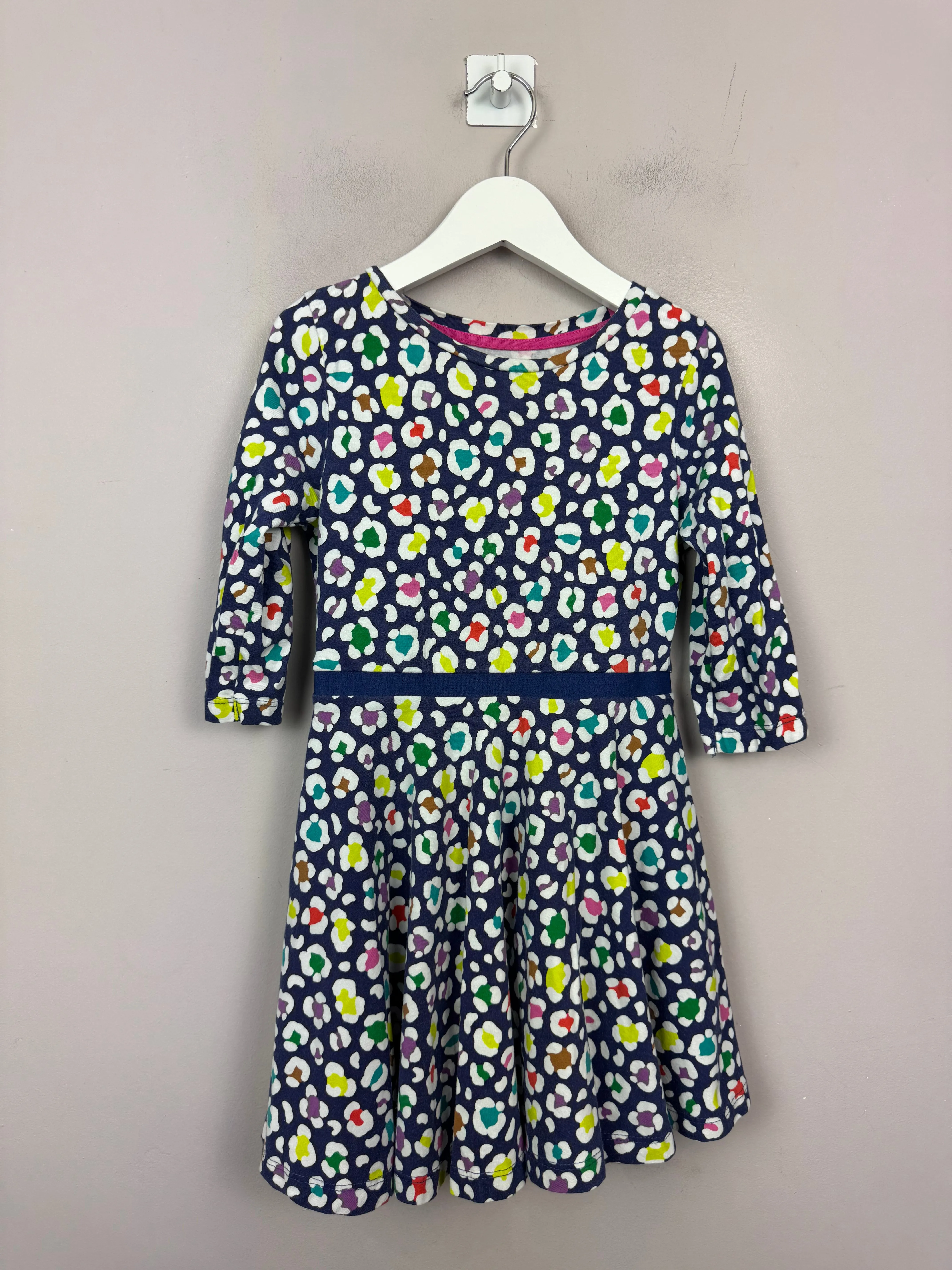 Boden navy leopard dress 5-6y
