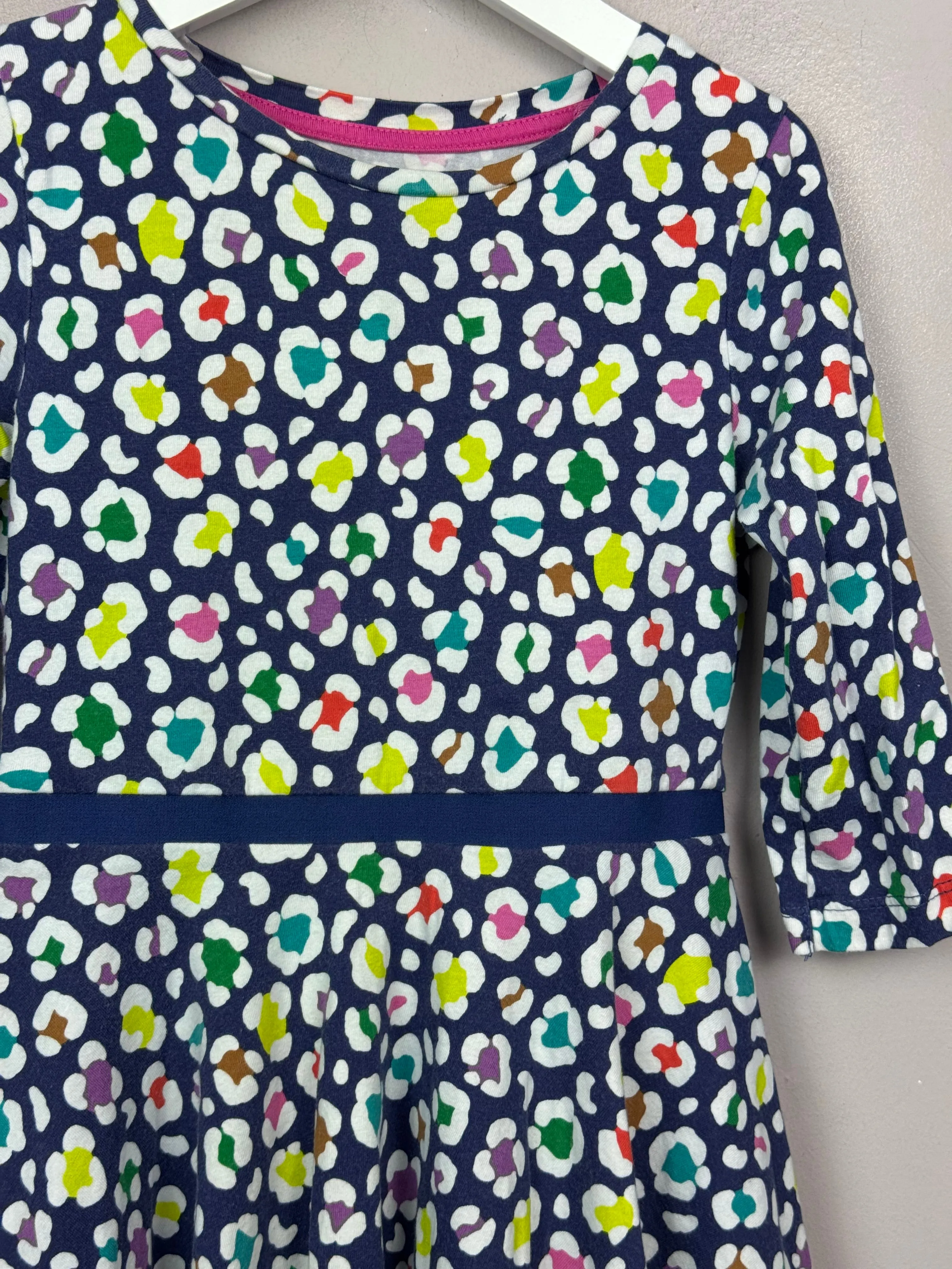 Boden navy leopard dress 5-6y