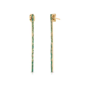 Brass with Patina Narrow Moss Earrings