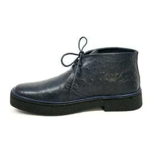 British Walkers Playboy Men's Navy Ostrich Leather Ankle Boots