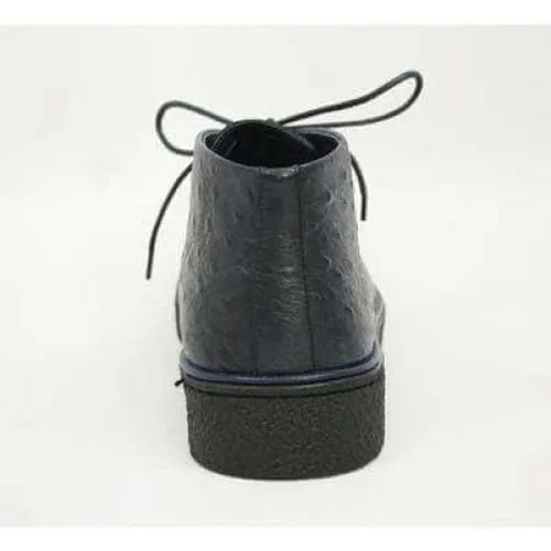 British Walkers Playboy Men's Navy Ostrich Leather Ankle Boots