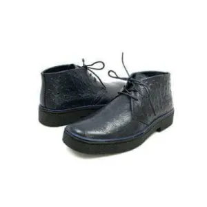 British Walkers Playboy Men's Navy Ostrich Leather Ankle Boots