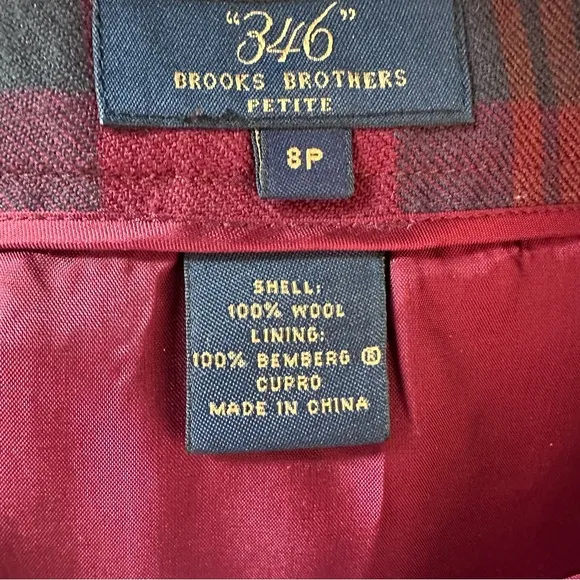 Brooks Brothers Plaid Tartan Wool Skirt A-Line Midi Red Brown Blue Rust Size 8P