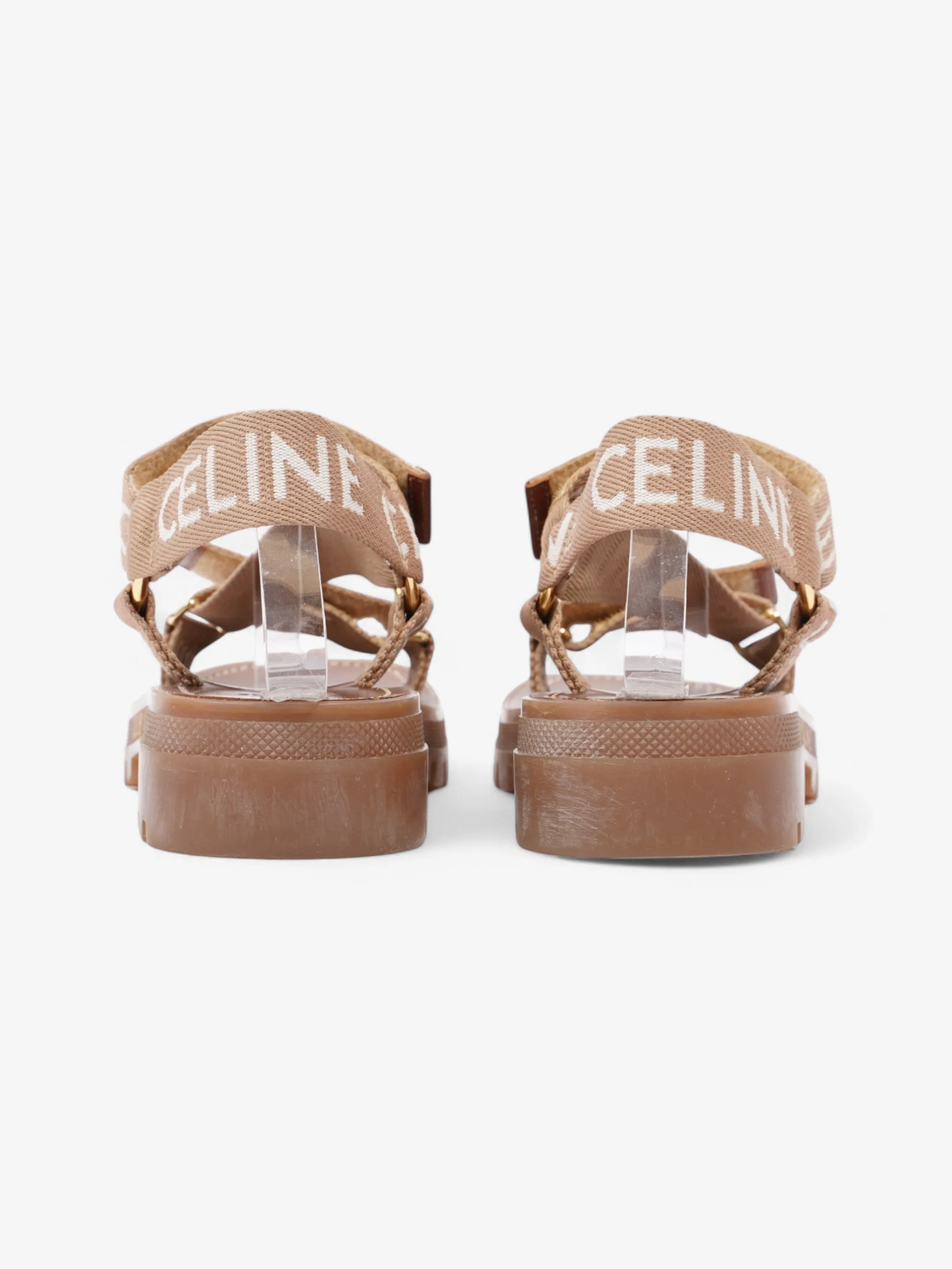 Celine Leo Strappy Sandal Light Beige / White Fabric EU 37 UK 4