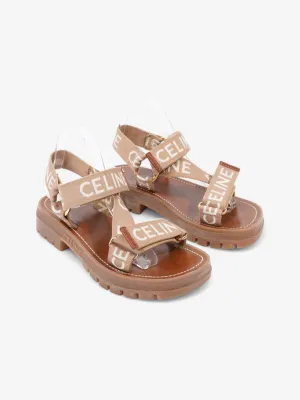 Celine Leo Strappy Sandal Light Beige / White Fabric EU 37 UK 4