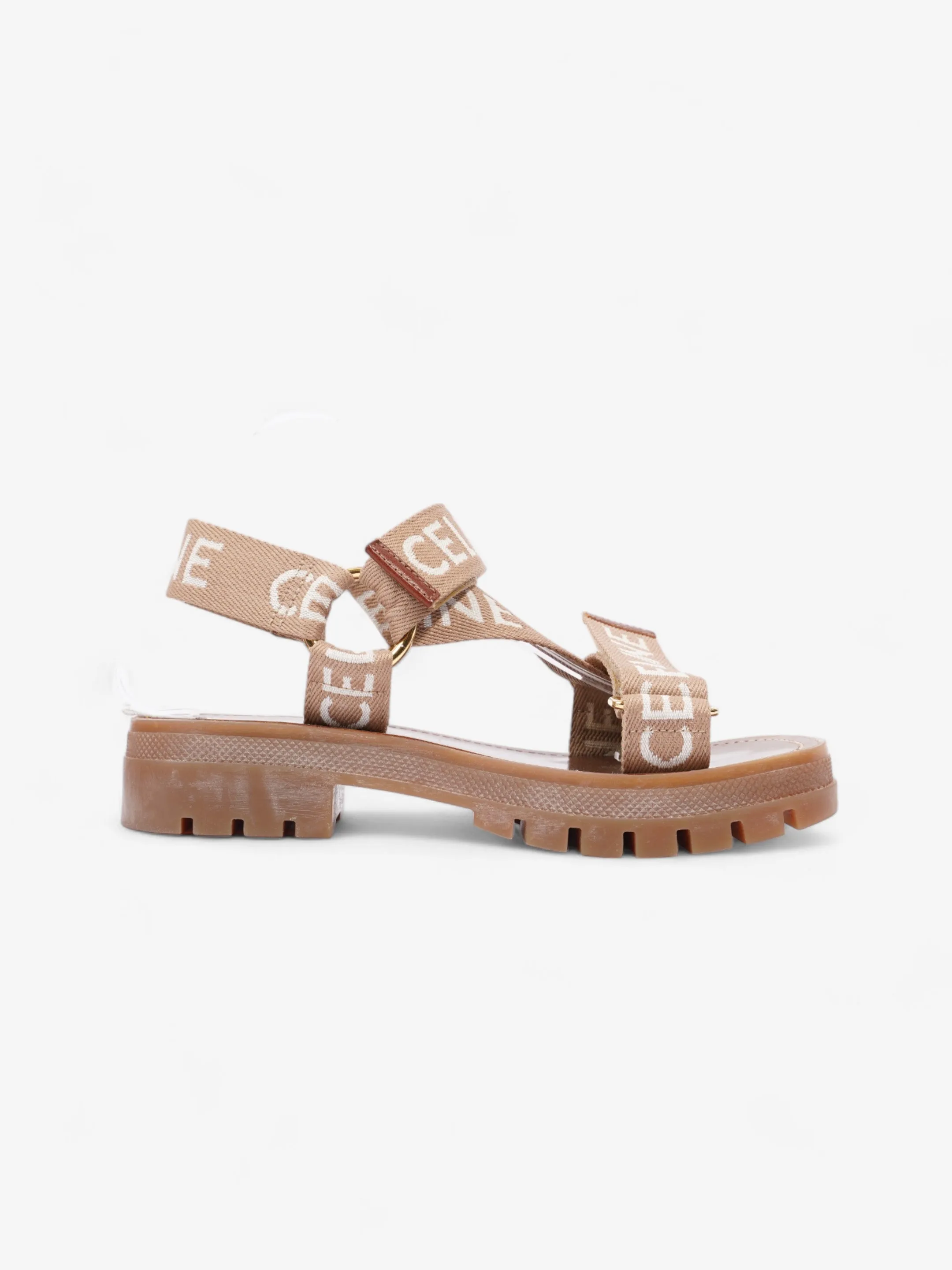 Celine Leo Strappy Sandal Light Beige / White Fabric EU 37 UK 4