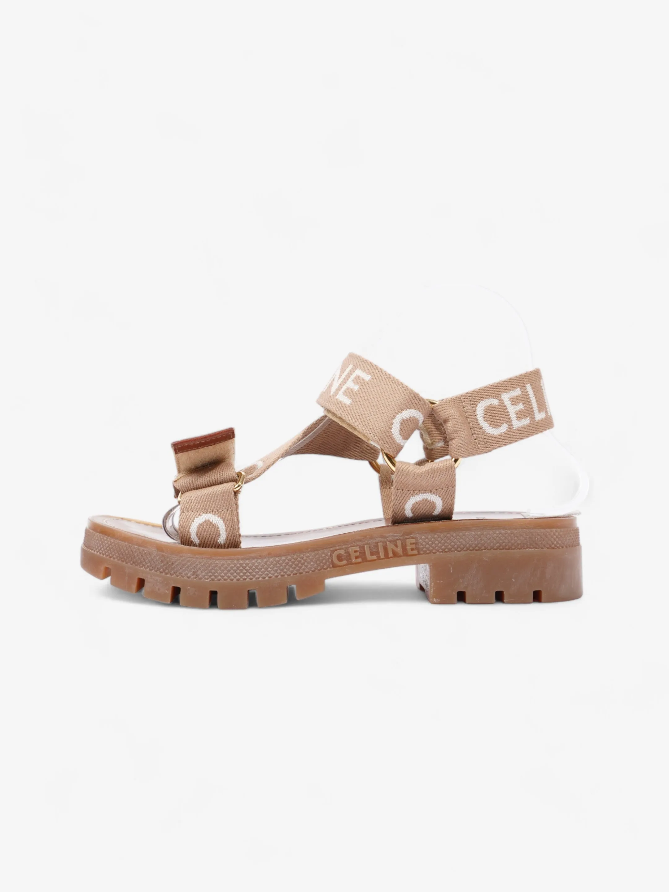 Celine Leo Strappy Sandal Light Beige / White Fabric EU 37 UK 4