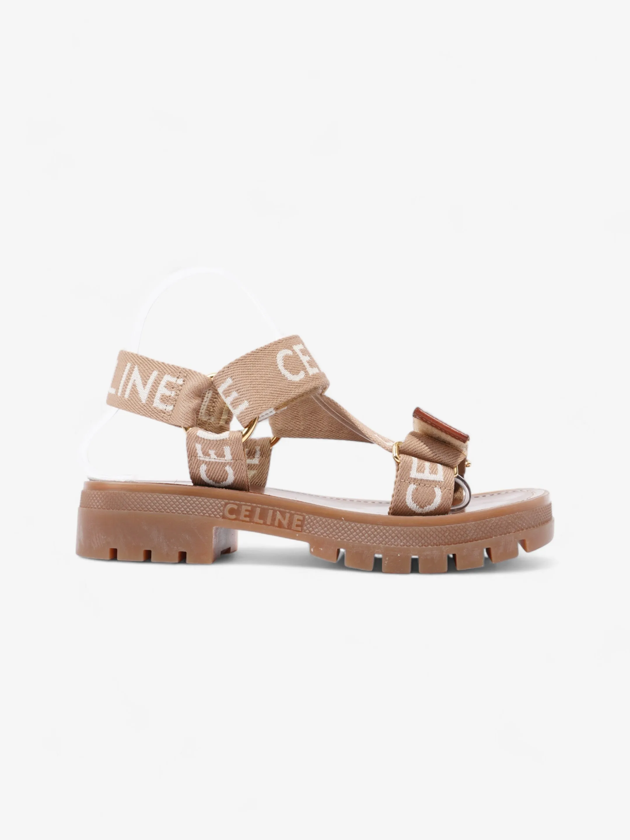 Celine Leo Strappy Sandal Light Beige / White Fabric EU 37 UK 4