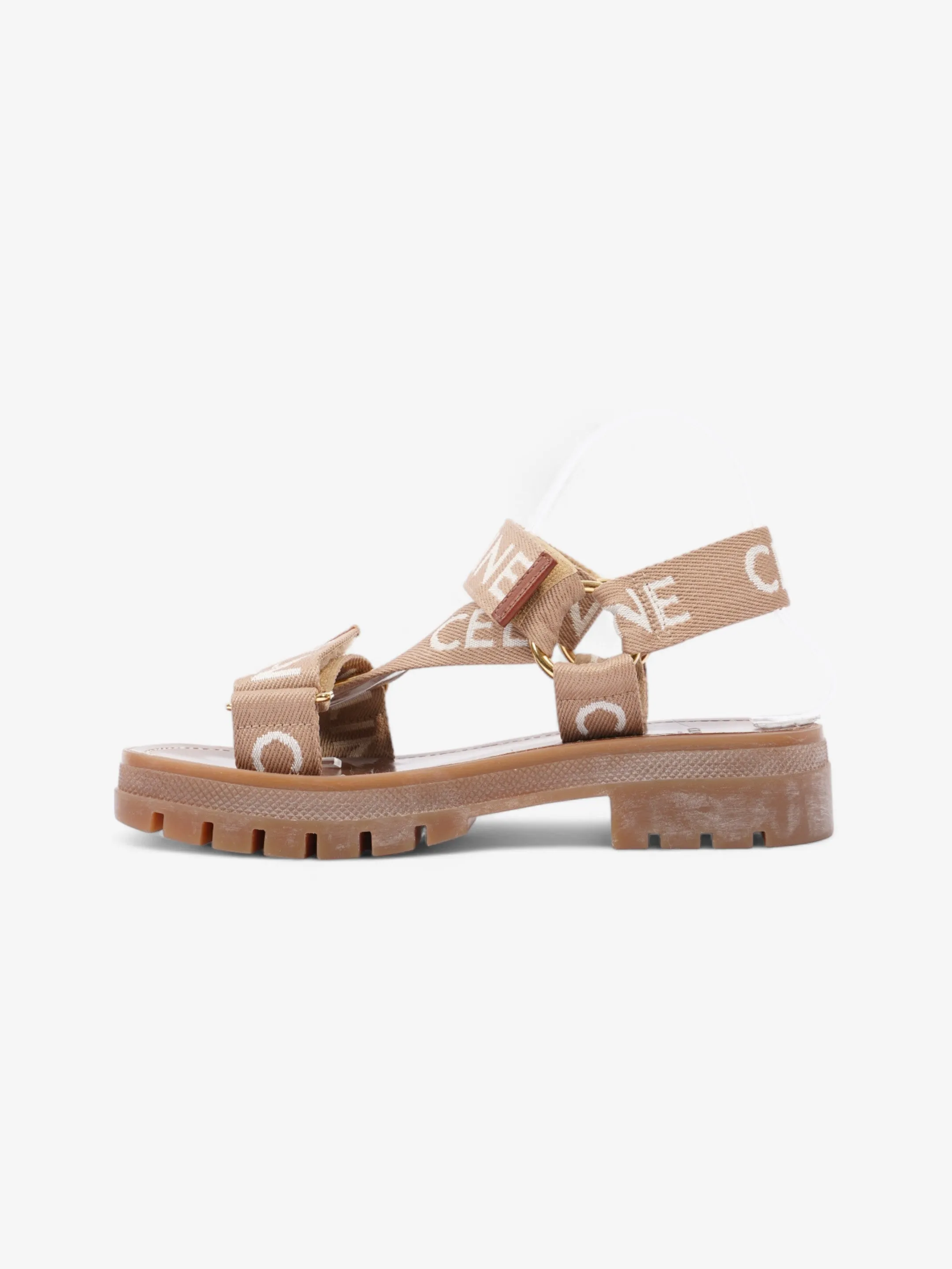 Celine Leo Strappy Sandal Light Beige / White Fabric EU 37 UK 4