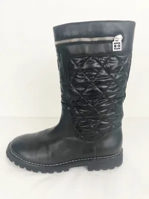 Chanel Quilted Snow Boots Size 41 It (11 Us)