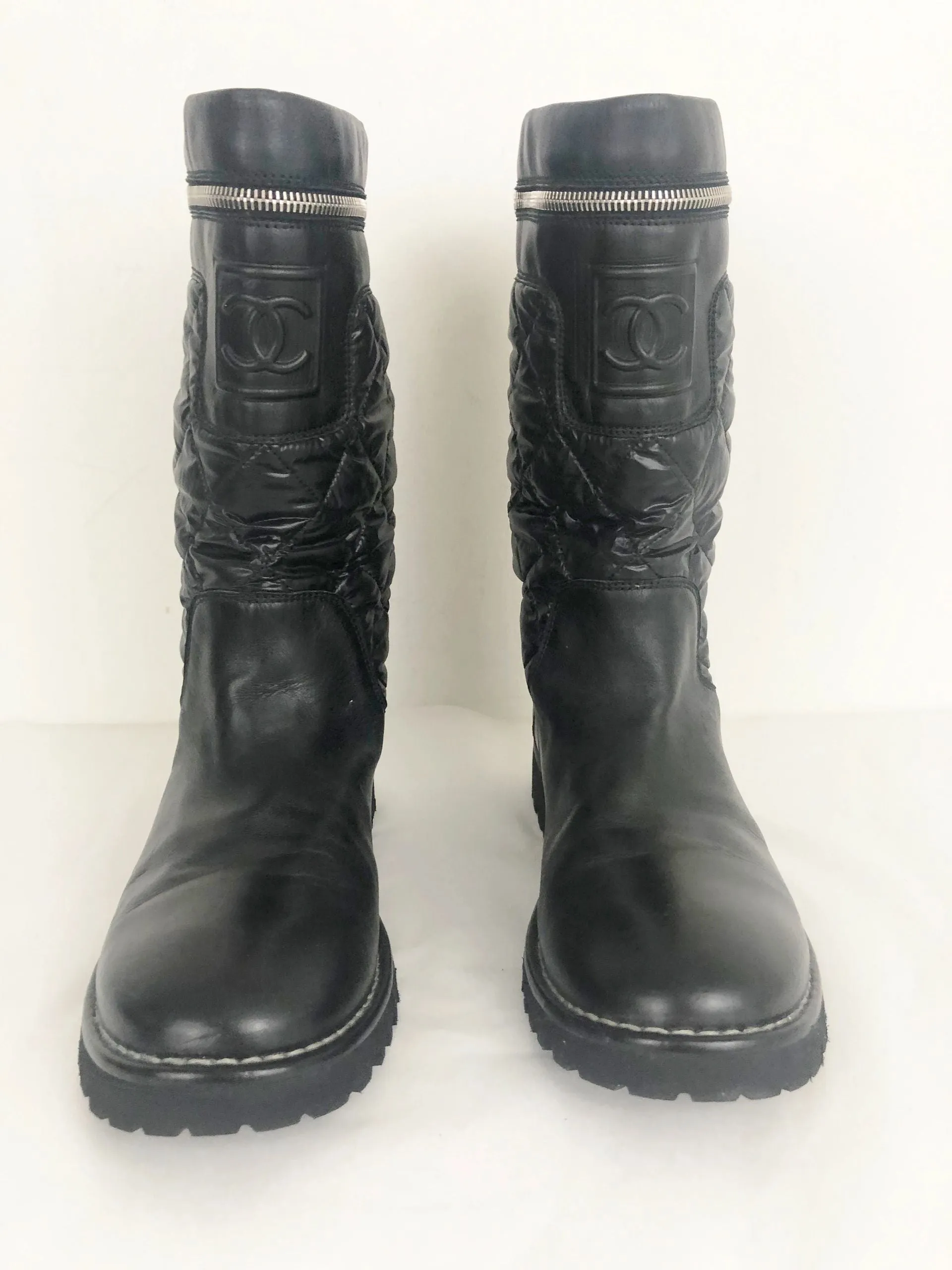 Chanel Quilted Snow Boots Size 41 It (11 Us)