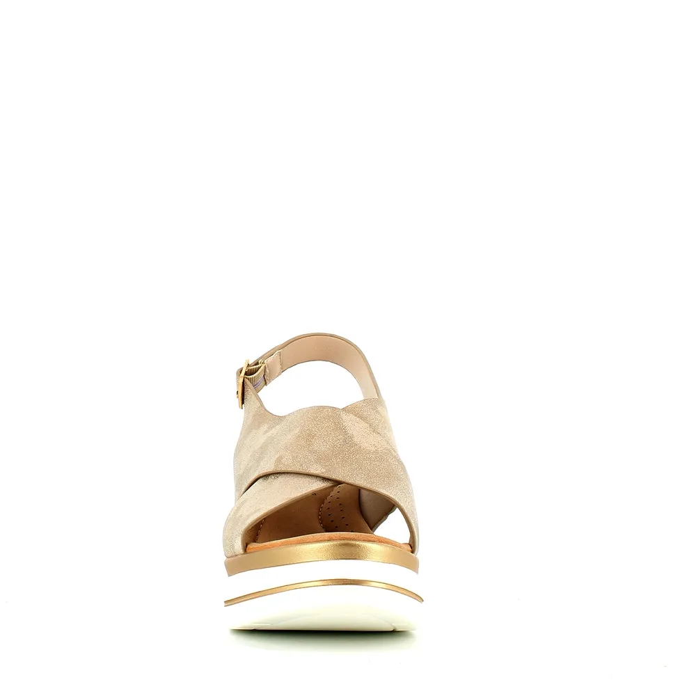 Cinders Edit Criss Wedge Sandal Soft Gold