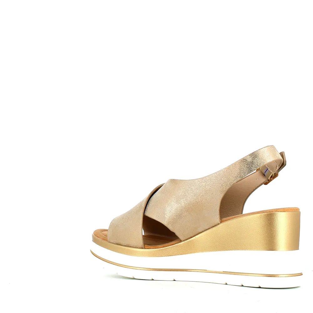 Cinders Edit Criss Wedge Sandal Soft Gold