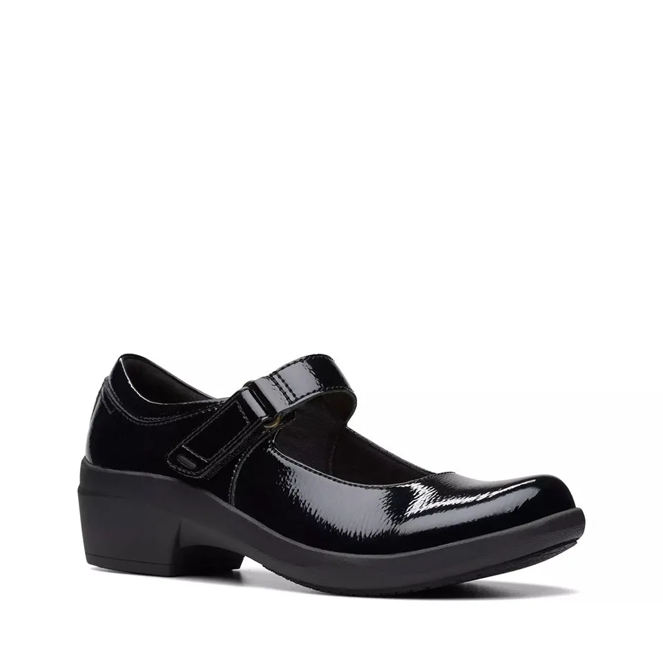Clarks Women's Talene Ave Black Crinkle Patent Leather 26174442