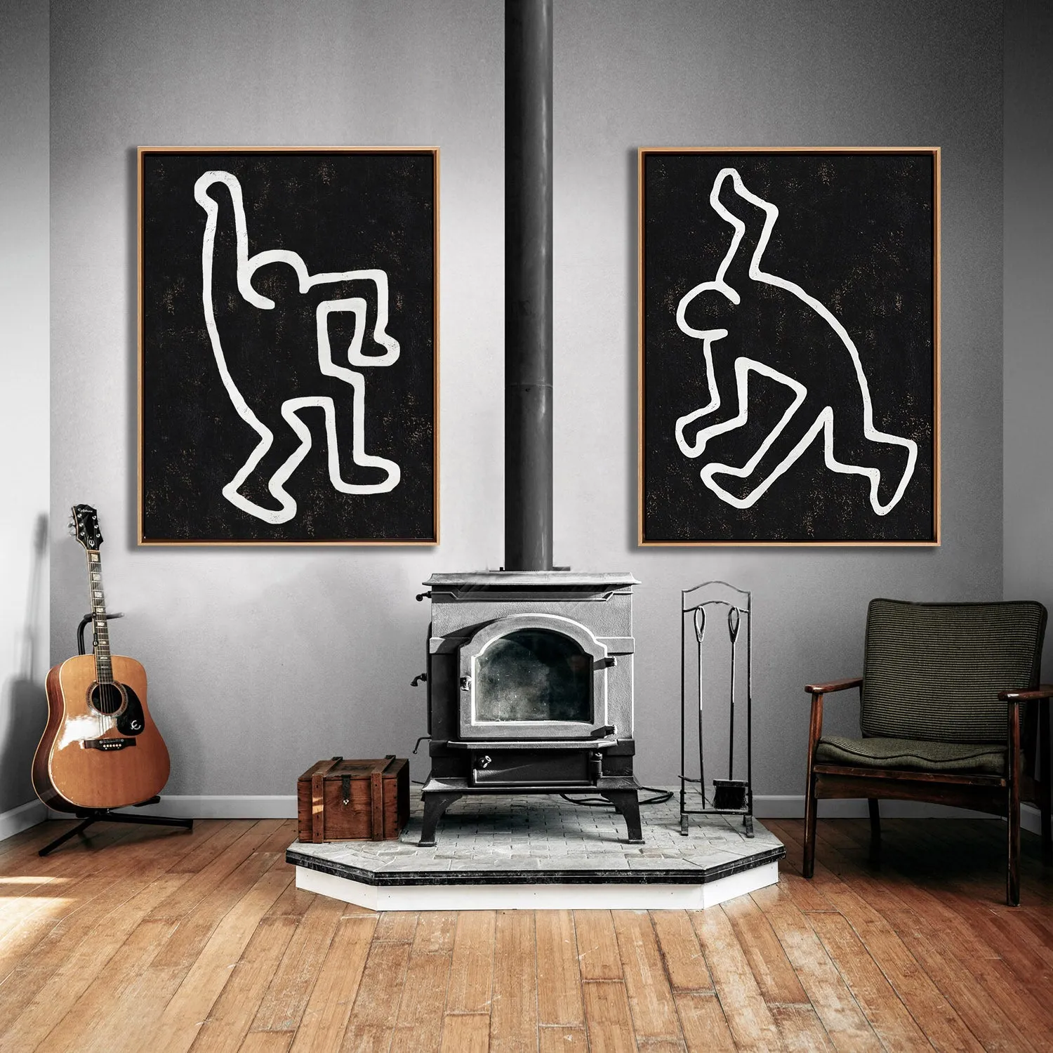 Copy of Copy of Set of 2 Minimal Painting Dancing Man P119