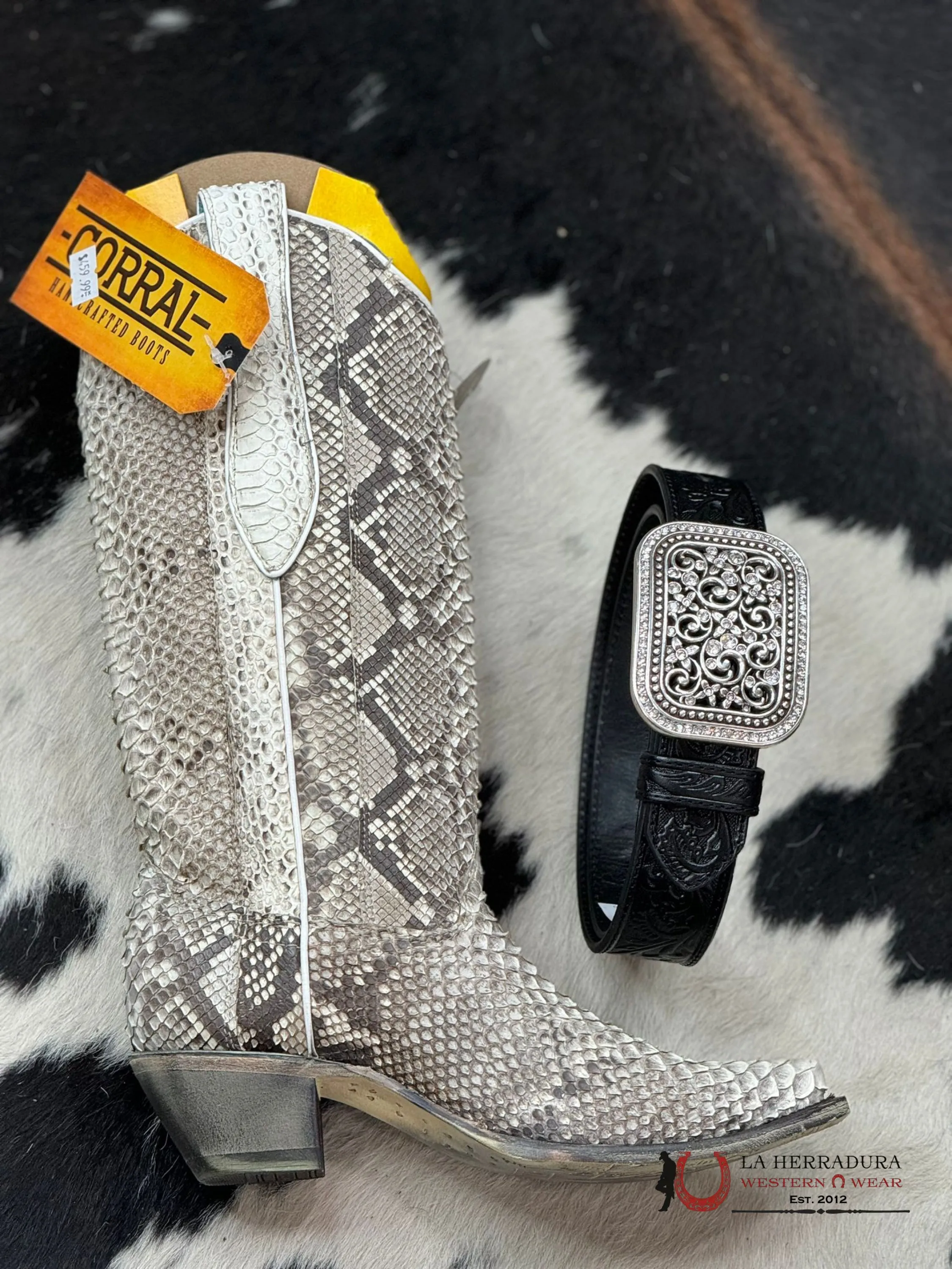 CORRAL BOOT LD NATURAL PYTHON SNIP TOE