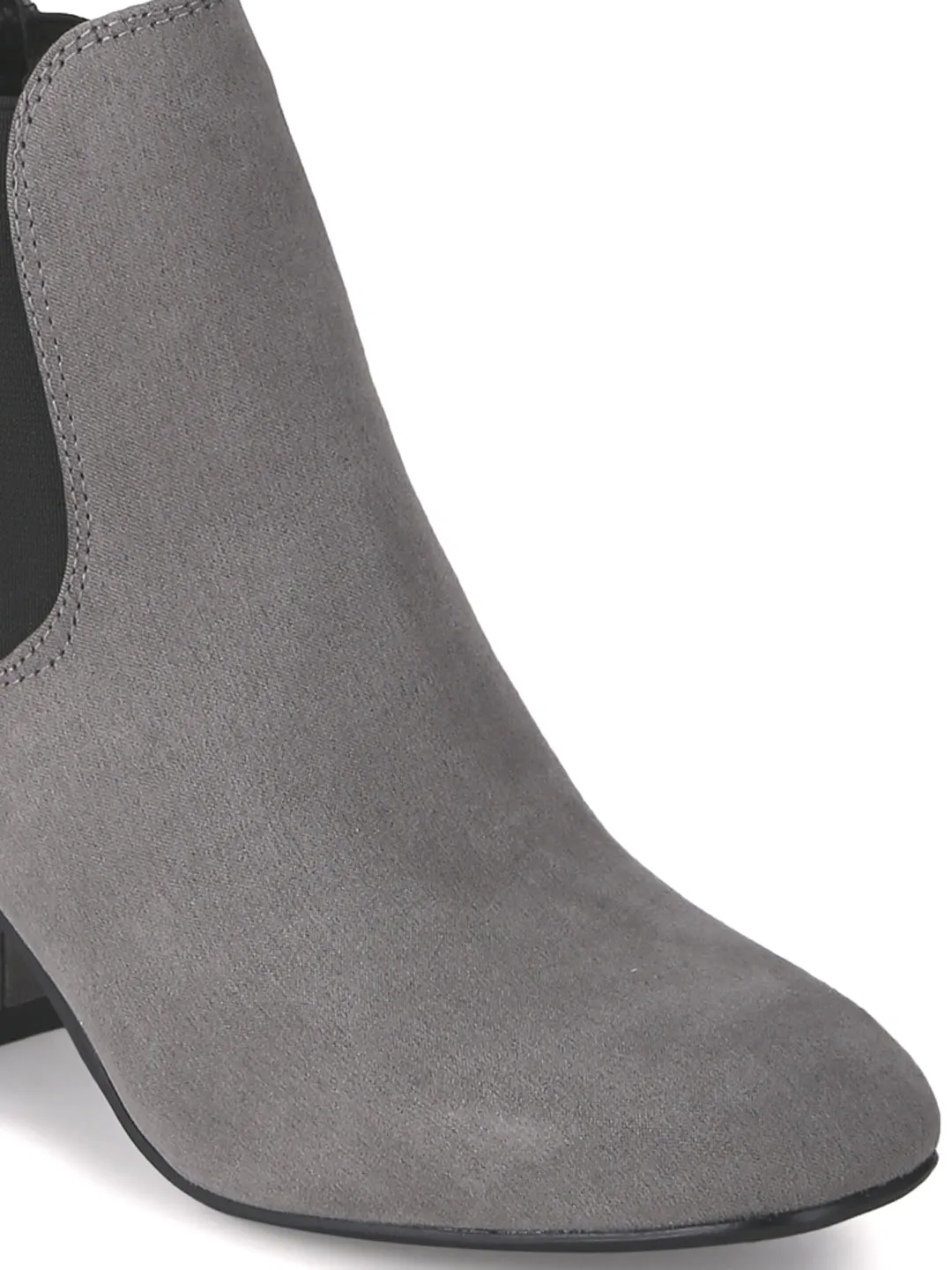 Dove Grey Micro Block Heel Ankle Length Boots