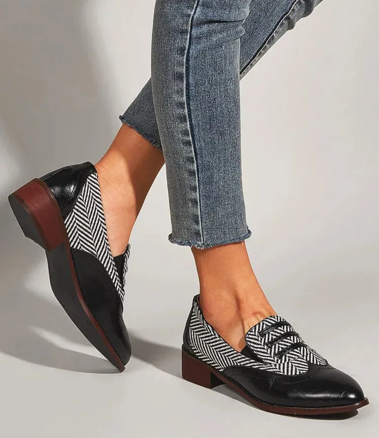 EAGSITY British style Loafers shoes Women slip on Square heel pointed toe Dress Shoes party office lady casual sneaker shoes