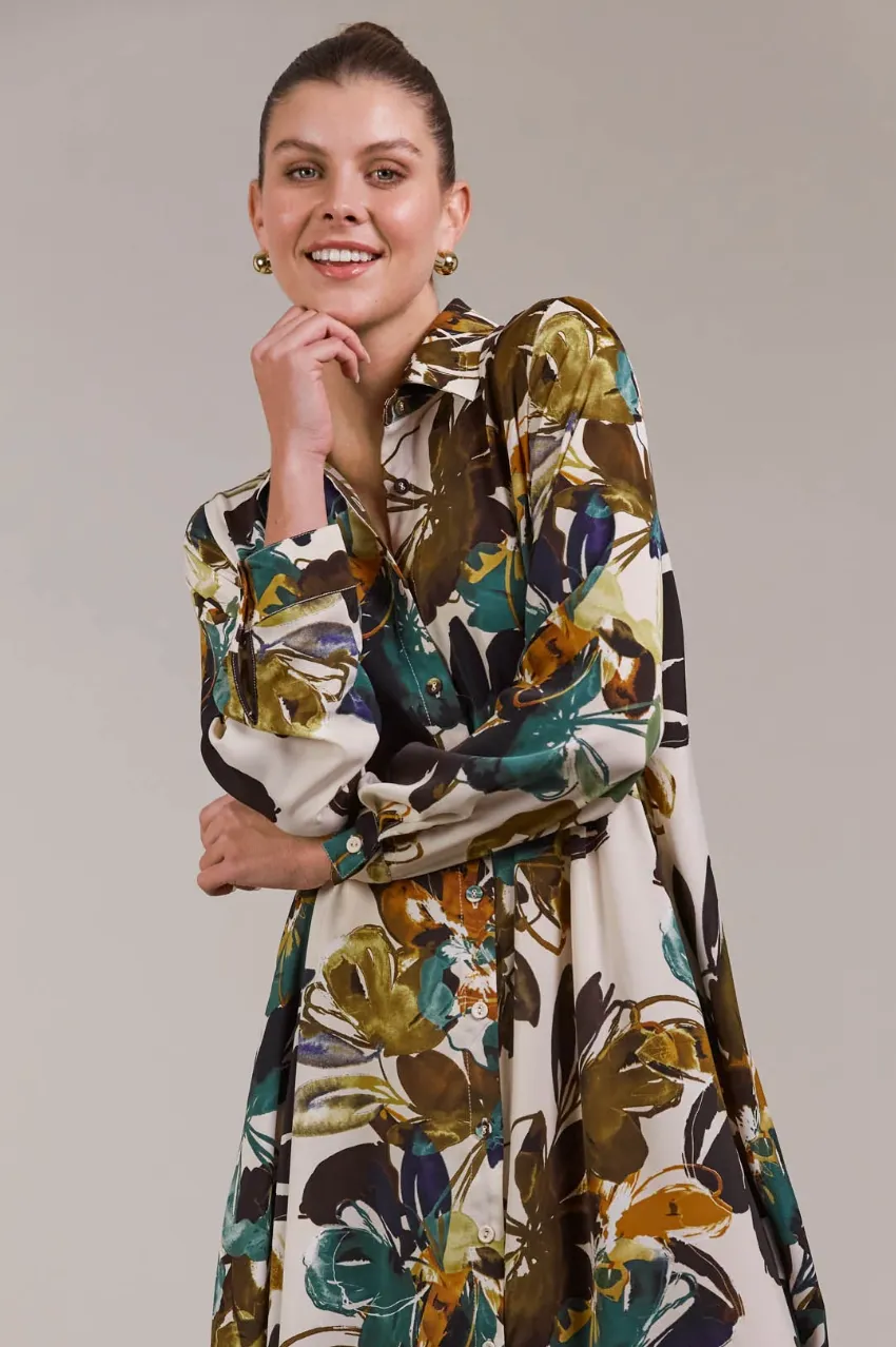 Elsie Shirt Dress - Botanical Tusk