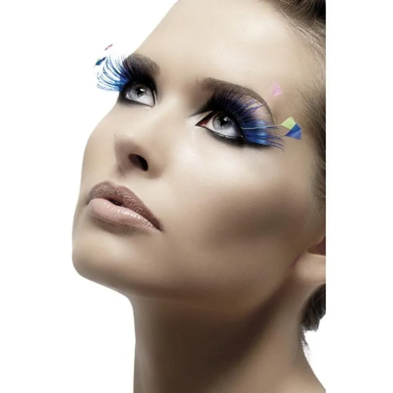 Eyelashes Blue, With Feather Plumes