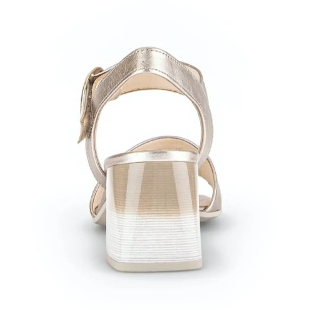 Gabor Kruger Block Heel Sandal 61.700 Light Gold Pudder