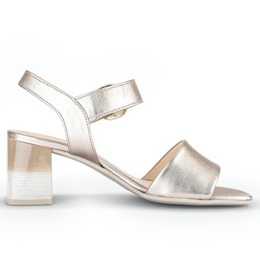 Gabor Kruger Block Heel Sandal 61.700 Light Gold Pudder