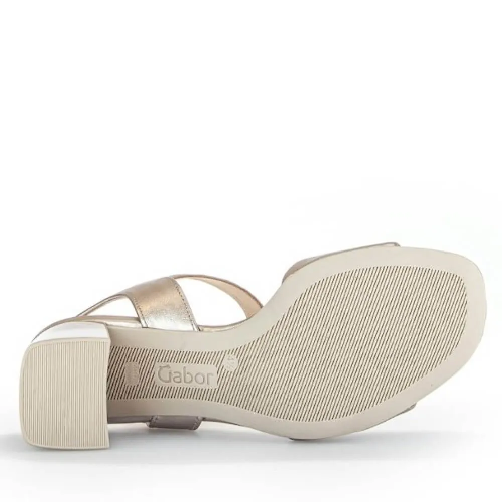 Gabor Kruger Block Heel Sandal 61.700 Light Gold Pudder
